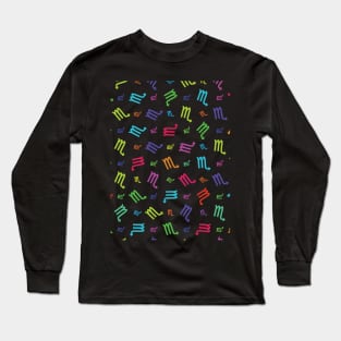 Pattern Scorpio Zodiac Sign Horoscope Astrology Symbol Brown Long Sleeve T-Shirt